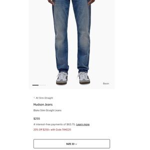 Hudson Jeans Dark Blue Men's Slim Straight Jeans